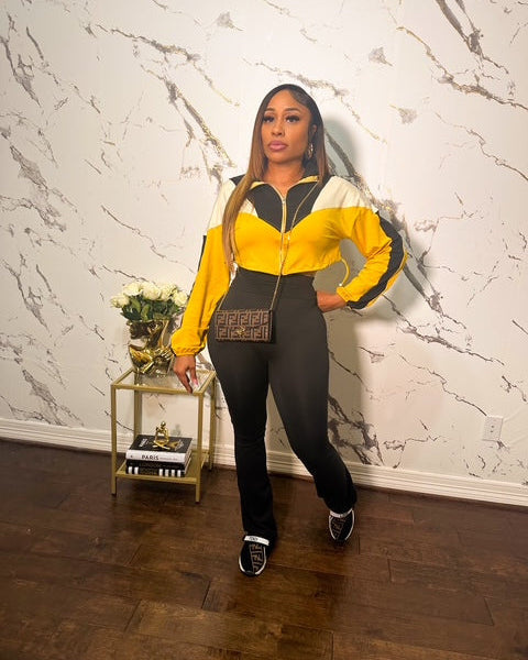 Black and Yellow Jogger Set