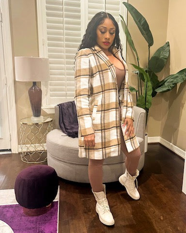 Camel Plaid Cardigan