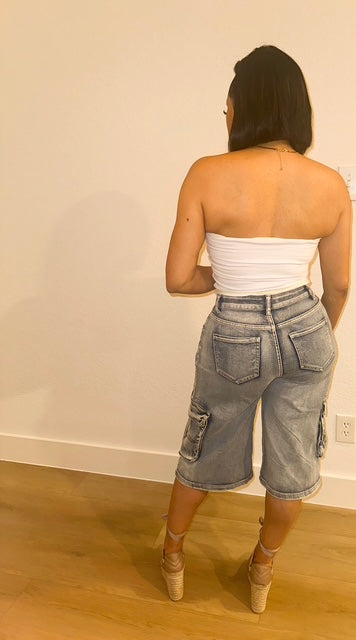 Denim Cargo Shorts