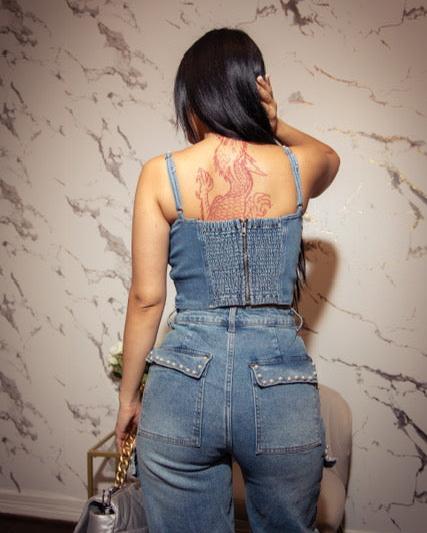 Pretty Pearl Denim Cami Top