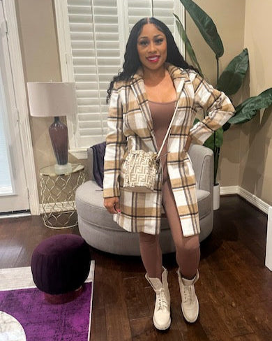 Camel Plaid Cardigan