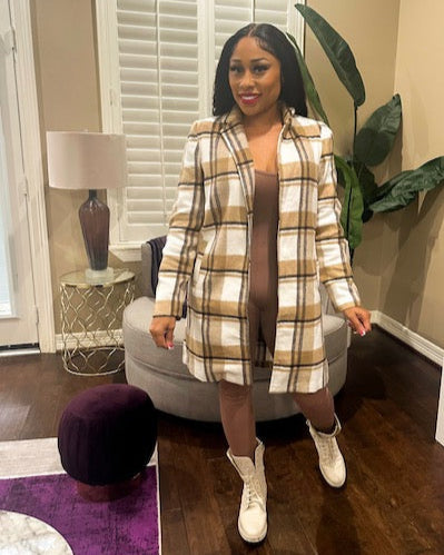 Camel Plaid Cardigan