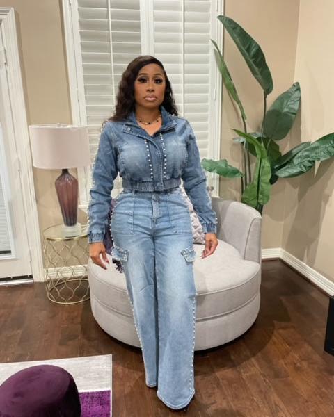 Pretty Pearl Denim Wide Leg Jeans